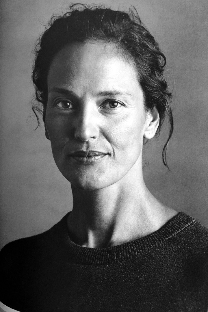 Black and white portrait of a woman in her forties
